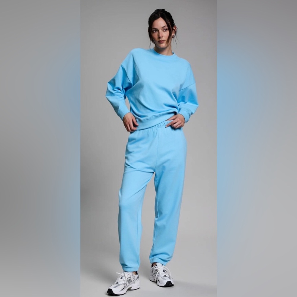 Year of Ours Light Blue Jogger Set. Sweatshirt and joggers